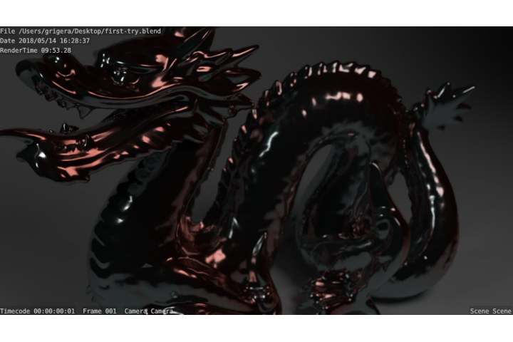 Stanford dragon rendered with BSDF Principled Shader