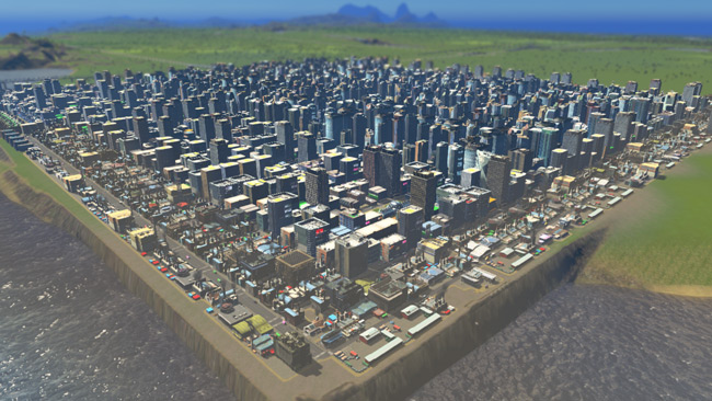 A low view of the entire city in a single tile.