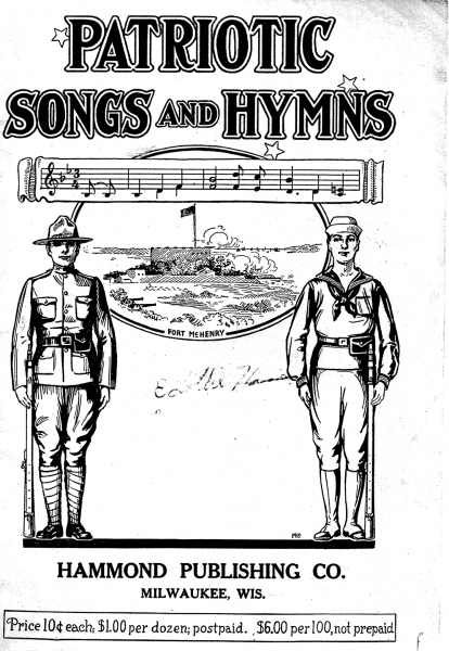 Cover page, two boys in military uniform with a fort illustration between them.
