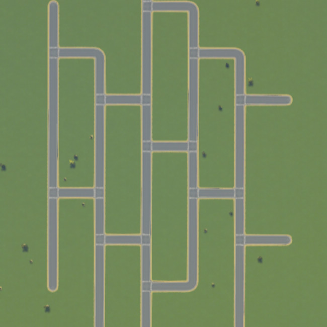 Grid-patterned roads entirely above ground.