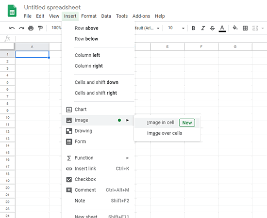 Use insert image to cell in order to start adding color.