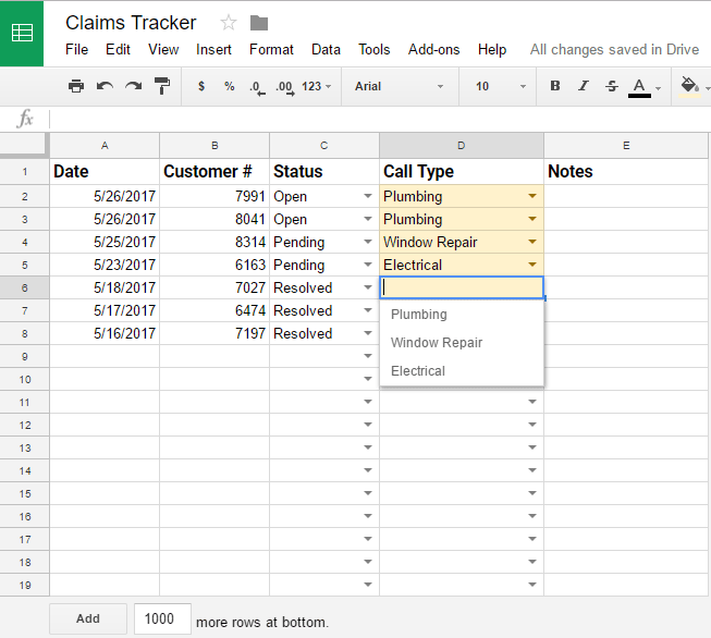 The finished spreadsheet.