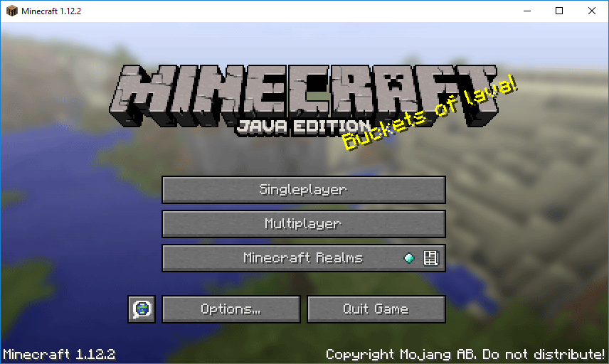 Minecraft home screen